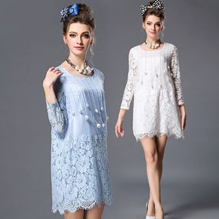 Ovette Beaded Lace Shift Dress