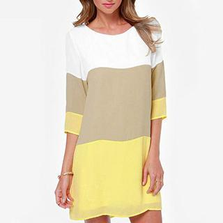 Fashion Street 3/4 Sleeved Colour Block Dress