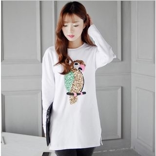 Chuvivi Long-Sleeve Sequined Parrot T-Shirt