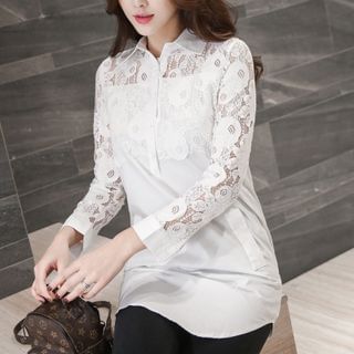 Ekim Lace Panel Long-Sleeve Blouse