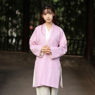 Rivulet Front-closure Woolen Chinese Jacket
