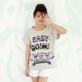 Cute Colors Short-Sleeve Embroidered T-Shirt