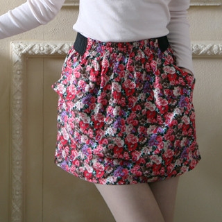 Banded Floral Skirt