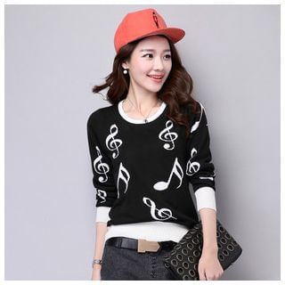 Mistee Music Note Pattern Sweater