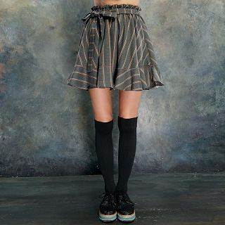 ELF SACK Ruffled Stripe A-Line Skirt