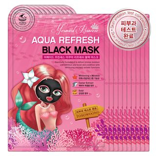 TOSOWOONG Mermaid Princess Aqua Refresh Black Mask 10pc 10sheets