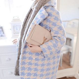 Hazie Houndstooth Snap Button Coat