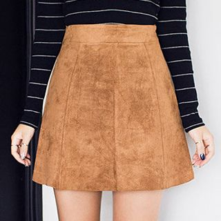 chuu Faux-Suede A-Line Skirt