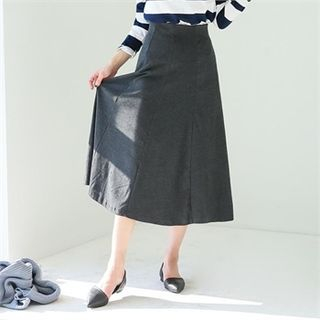 GLAM12 Elastic-Waist Long Skirt