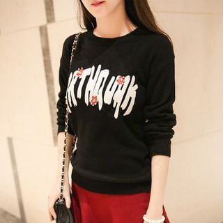 Soft Luxe Embellished Lettering Sweater