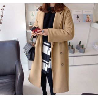 Miamasvin Notched Lapel Double-Breasted Coat