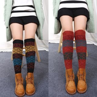 Valerie Patterned Colour Block Knit Socks