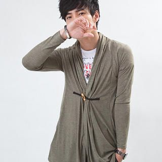 Buttoned-Accent Shirred Jacket