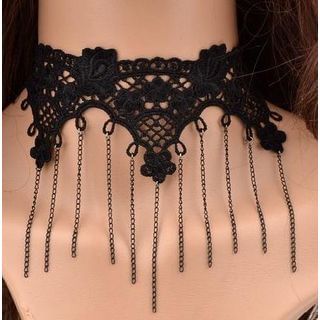 Trend Cool Floral Lace Fringed Choker