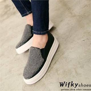 Wifky Fleece-Panel Platform Slip-Ons