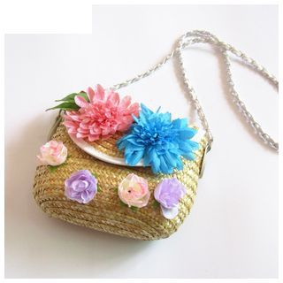 Sunset Hours Rosette Straw Crossbody Bag