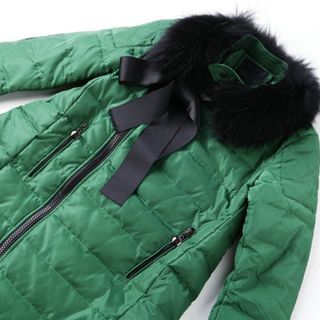 Queen Mulock Furry-Collar Side-Zip Padded Coat