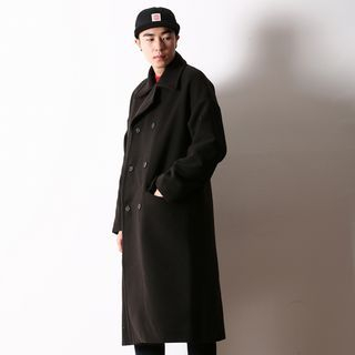MODSLOOK Double-Breasted Wool Blend Long Coat