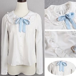 GOGO Girl Embroidered Peter Pan Collar Blouse