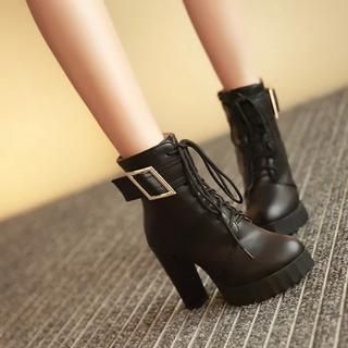 Pastel Pairs Faux Leather Heeled Ankle Boots
