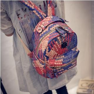 Seok Faux Leather Woven Backpack
