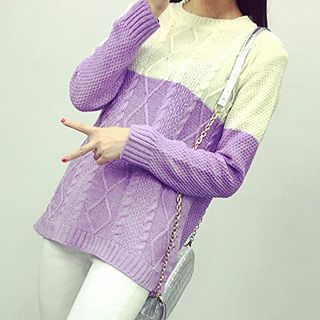 Hazie Two Tone Cable Knit Sweater
