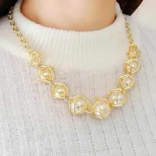 soo n soo Faux Pearl Square Necklace