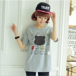 Chuvivi Short Sleeves Print T-shirt