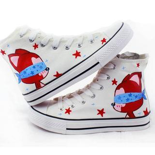 HVBAO Painted Fox Lace-Up Canvas Sneakers