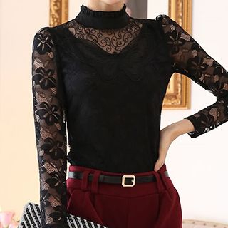 Champi Turtleneck Lace Long-Sleeve Top