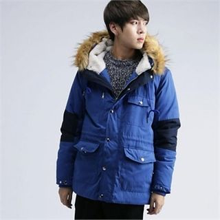 THE COVER Faux-Fur Trim Hooded Padding Jacket