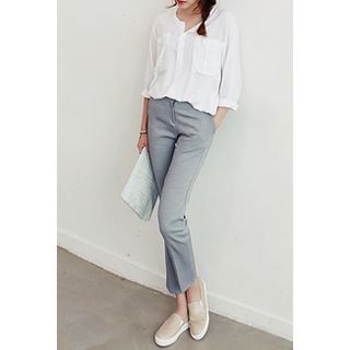 MOROCOCO Flat-Front Slim-Fit Pants