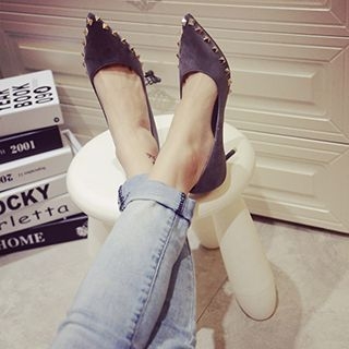 Crystella Studded Pointy Pumps