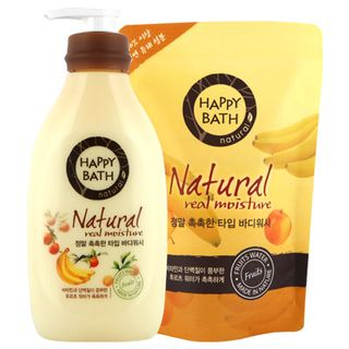 HAPPY BATH Natural Real Moisture Set: Body Wash 500g + Refill 250g 2pcs