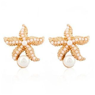 Ciroki Faux Pearl Star Fish Earrings