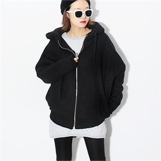 Beccgirl Hooded Batwing-Sleeve Zip-Up Jacket