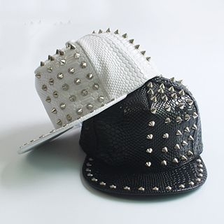 EVEN Studded Faux Leather Baseball Cap