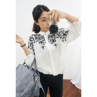OZNARA Floral Stitched Blouse