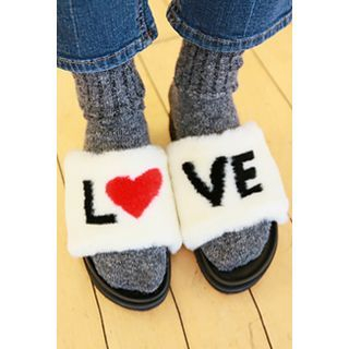 MOROCOCO Faux-Fur Lettering Slippers