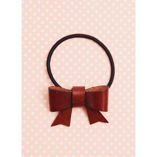 kitsch island Faux-Leather Bow Hair Tie