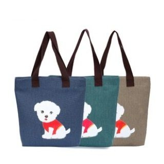 LISEN Dog Print Canvas Shopper Bag