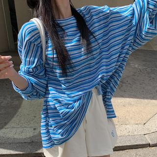 Extra-Oversize Stripe T-Shirt Blue - One Size