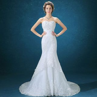 Loree Strapless Embroidered Mermaid Wedding Dress