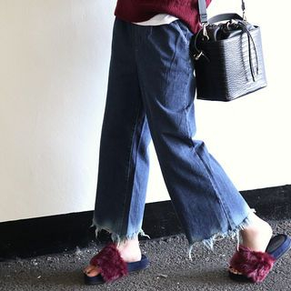 NANING9 Fringed Wide-Leg Jeans