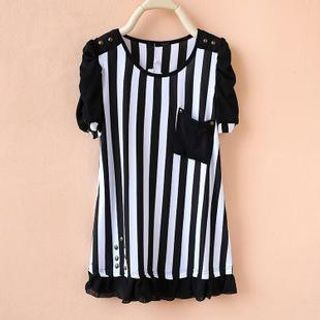 Cute Colors Short-Sleeve Striped Dress