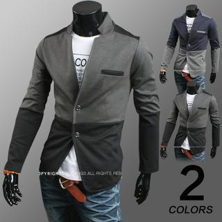 Bay Go Mall Stand Collar Button Jacket