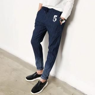 Chuoku Embroidery Striped Gradient Slim-Fit Jeans