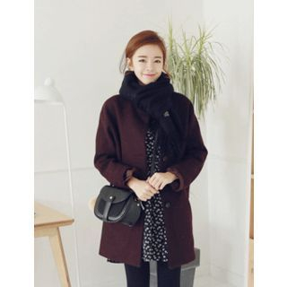 J.ellpe Funnel-Neck Wool Blend Coat