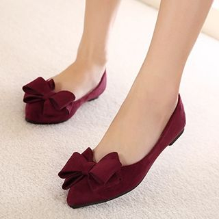 One100 Bow-Accent Pointy Flats