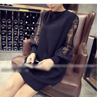 Oaksa Long-Sleeve Lace Panel Dress